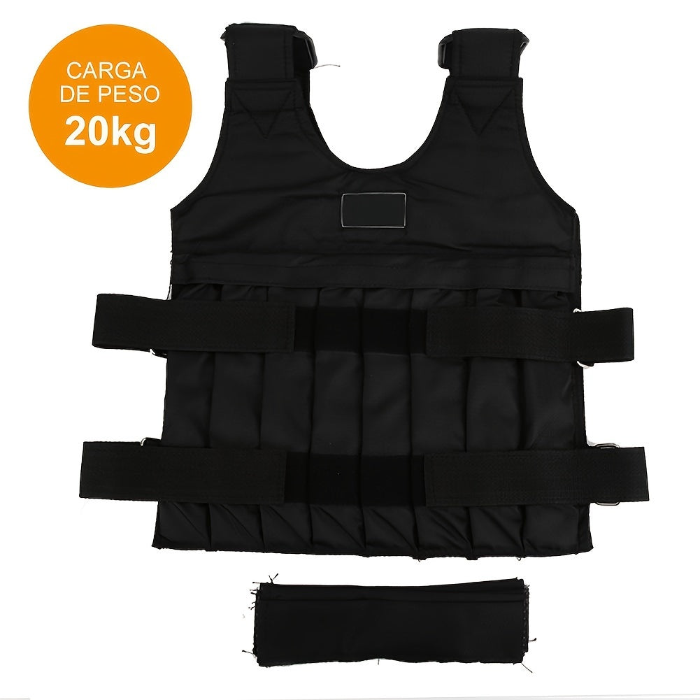 Adjustable Weighted Vest Max Load 20kg 16 Pouches Gym Running Fitness Sports Training Weight Loss Jackets Exercise Waistcoat for Workout Exercise Boxing Training