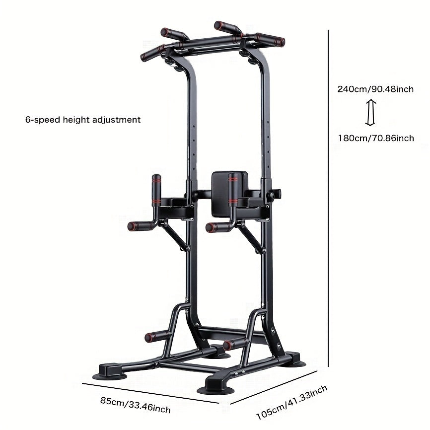 Multi-Functional Power Tower with Pull-Up and Dip Station, Adjustable Height Home Gym Workout Equipment, Tungsten Steel Wall-Mounted Strength Training Exercise Stand