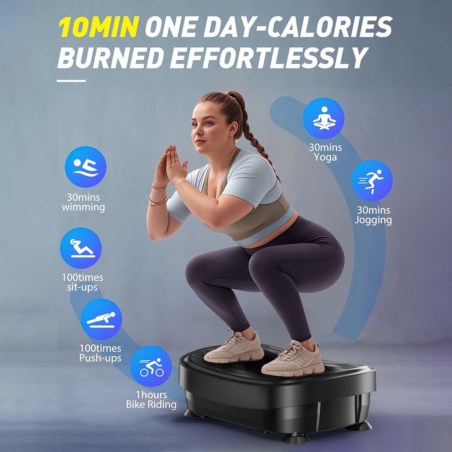 Fitness Pedel/ Vibration Plate Exercise Machine, Multiple Preset Modes Vibration Platform, Whole Body Workout Exercise Machine For Body Building, Quiet And Portable, Ideal Home Gym Workout Equipment, Perfect Gift, Without Bat