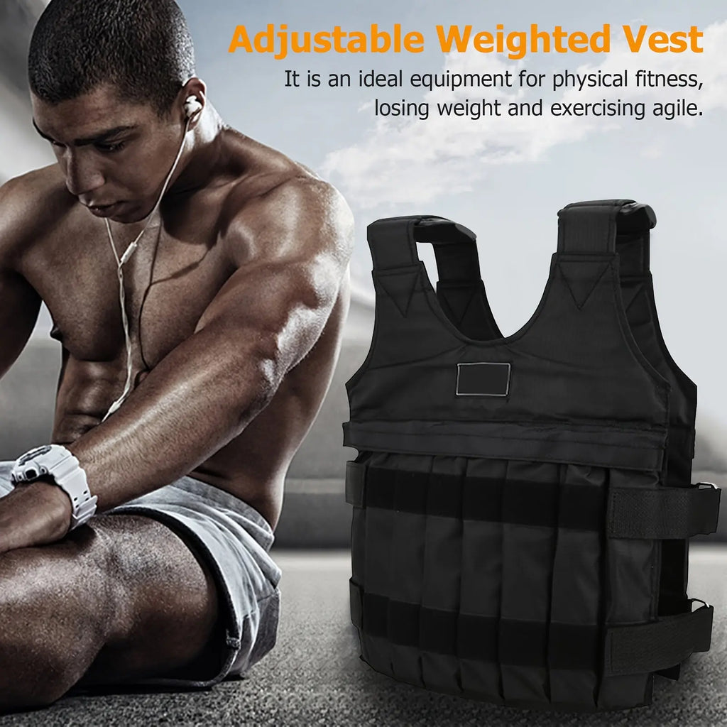 Adjustable Weighted Vest Max Load 20kg 16 Pouches Gym Running Fitness Sports Training Weight Loss Jackets Exercise Waistcoat for Workout Exercise Boxing Training Nova Trendz