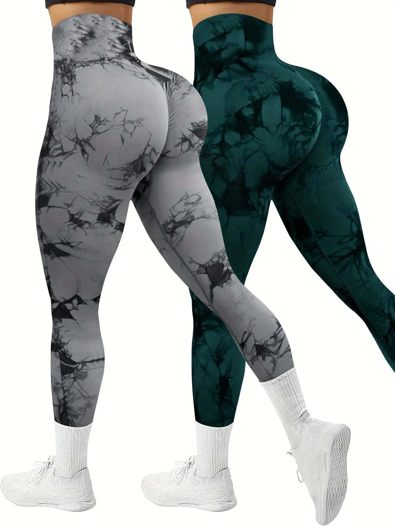 2-Pack Seamless High Stretch Women's Tie-Dye Sports Leggings, Athletic Workout Pants, Comfort Fit Activewear for Gym & Home Exercise Nova Trendz