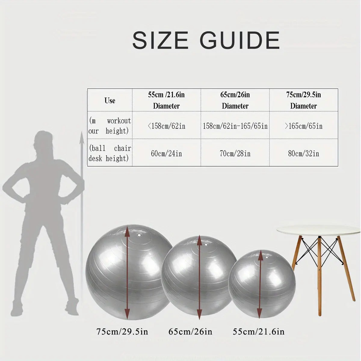 1pc Extra Large Thickened Yoga Ball, Silvery PVC Fitness Ball for Balance and Sensory Training, Adult Exercise Equipment with Air Pump and Nozzle Included Nova Trendz