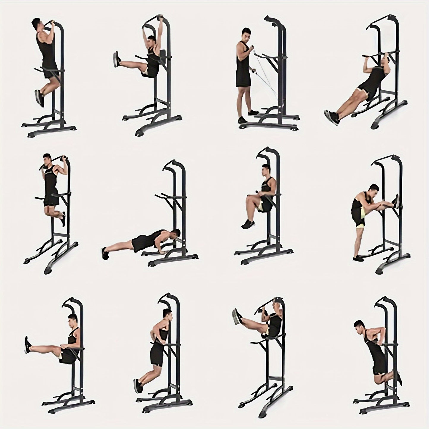 [Power Tower] Adjustable Power Tower | Pull Up Bar Stand Dip Station Workout Equipment Multi-Function Strength Training Exercise Equipment for Men Women Home Gym 330LBS