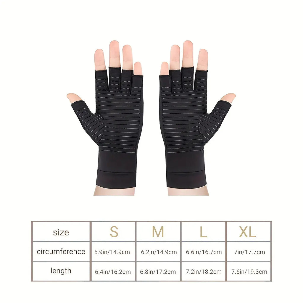 Copper Compression Half Finger Gloves for Hand Support - Cycling, Biking, Driving, Exercise, Training & Fitness Nova Trendz