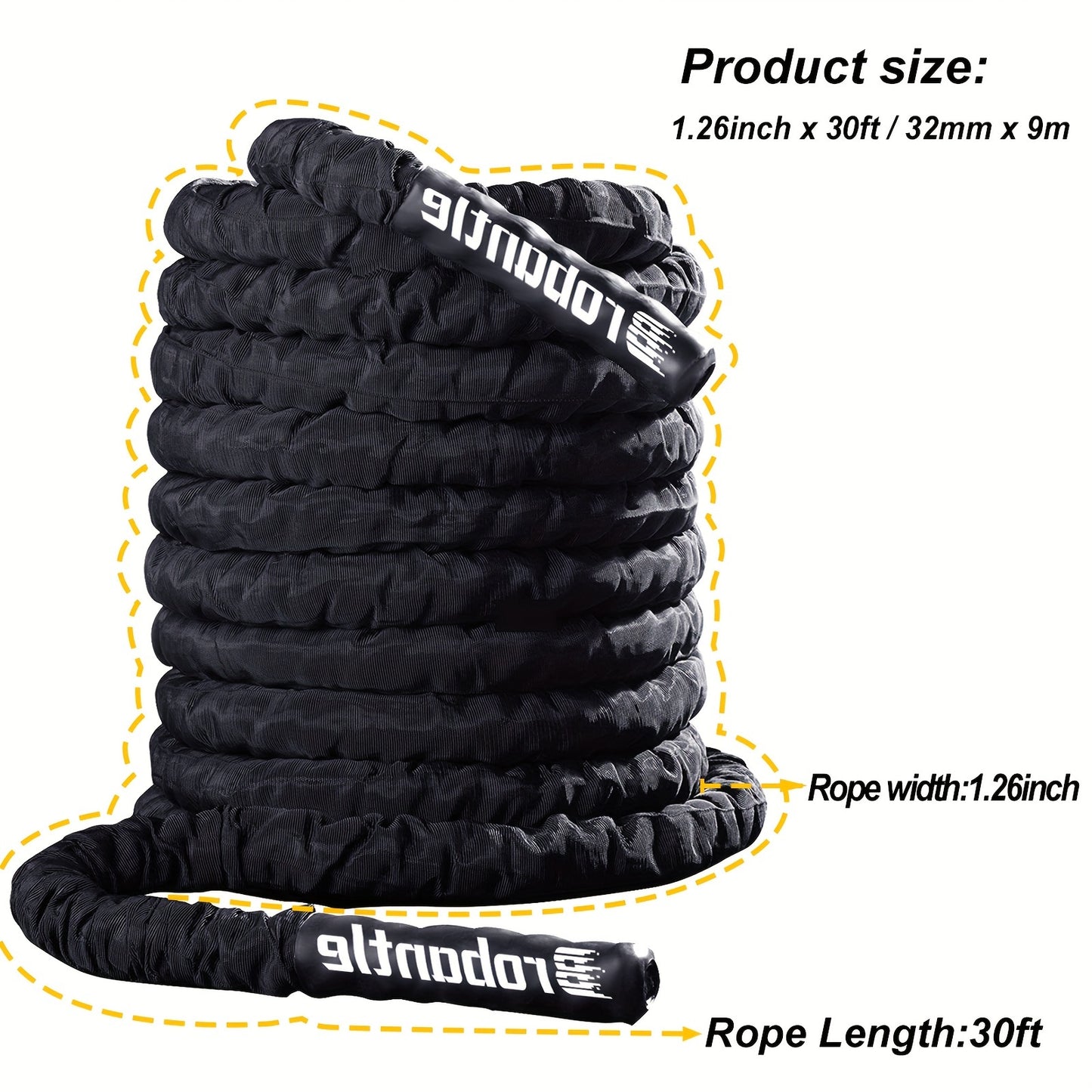 [Heavy Weighted Battle Rope Exercise] Battle Rope Workout Equipment Exercise Heavy Weighted Diameter Battle Rope with Protective Cover Exercise Equipment Core Strength Training