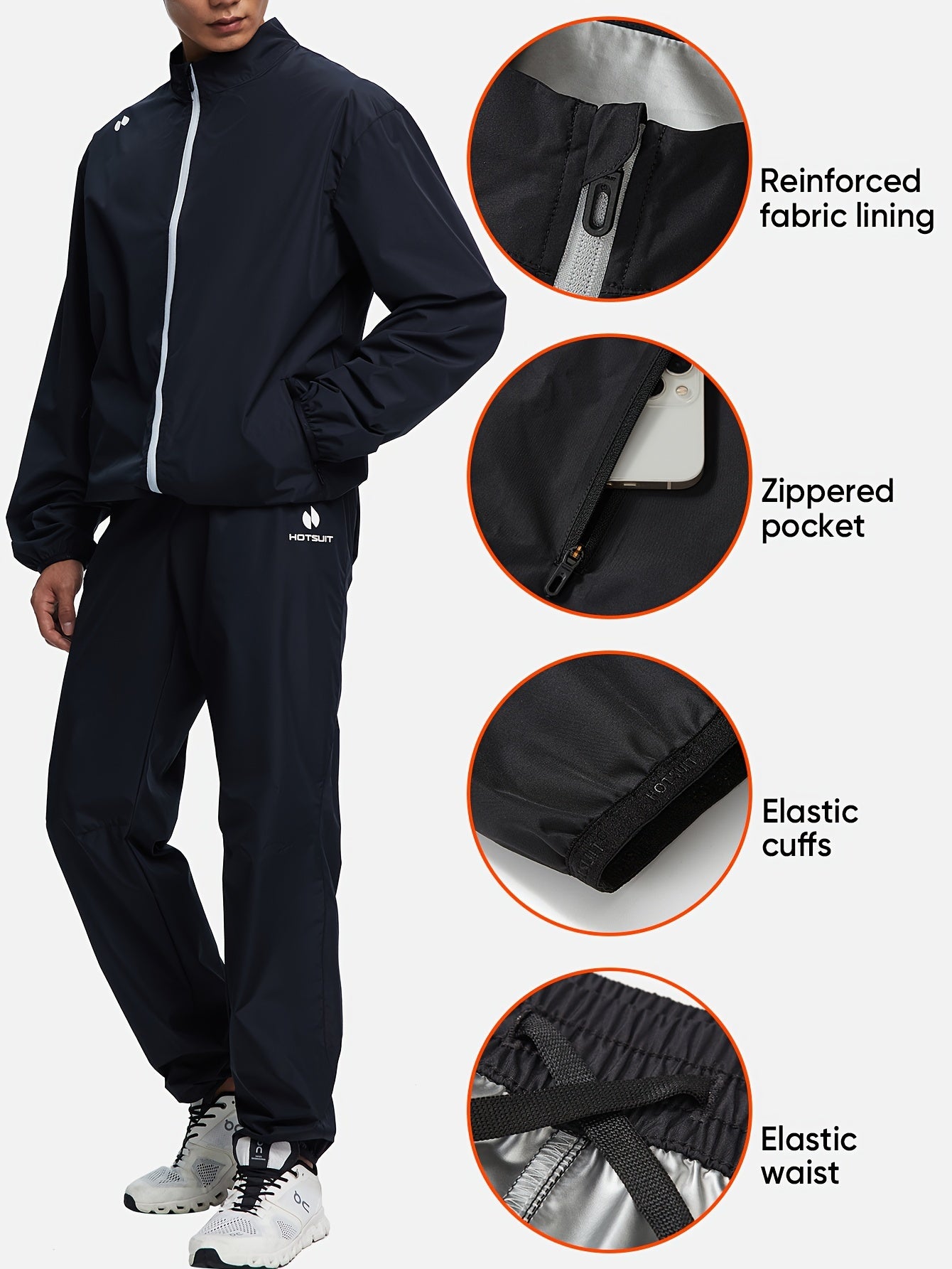 HOTSUIT Sauna Suit for Men Weight Loss Boxing - Non Rip Sweat Suit for Men - Lightweight, Breathable Fabric - For Men - Suitable for Weight Loss, Exercise & Boxing - Ideal Gift for Fitness Enthusiasts