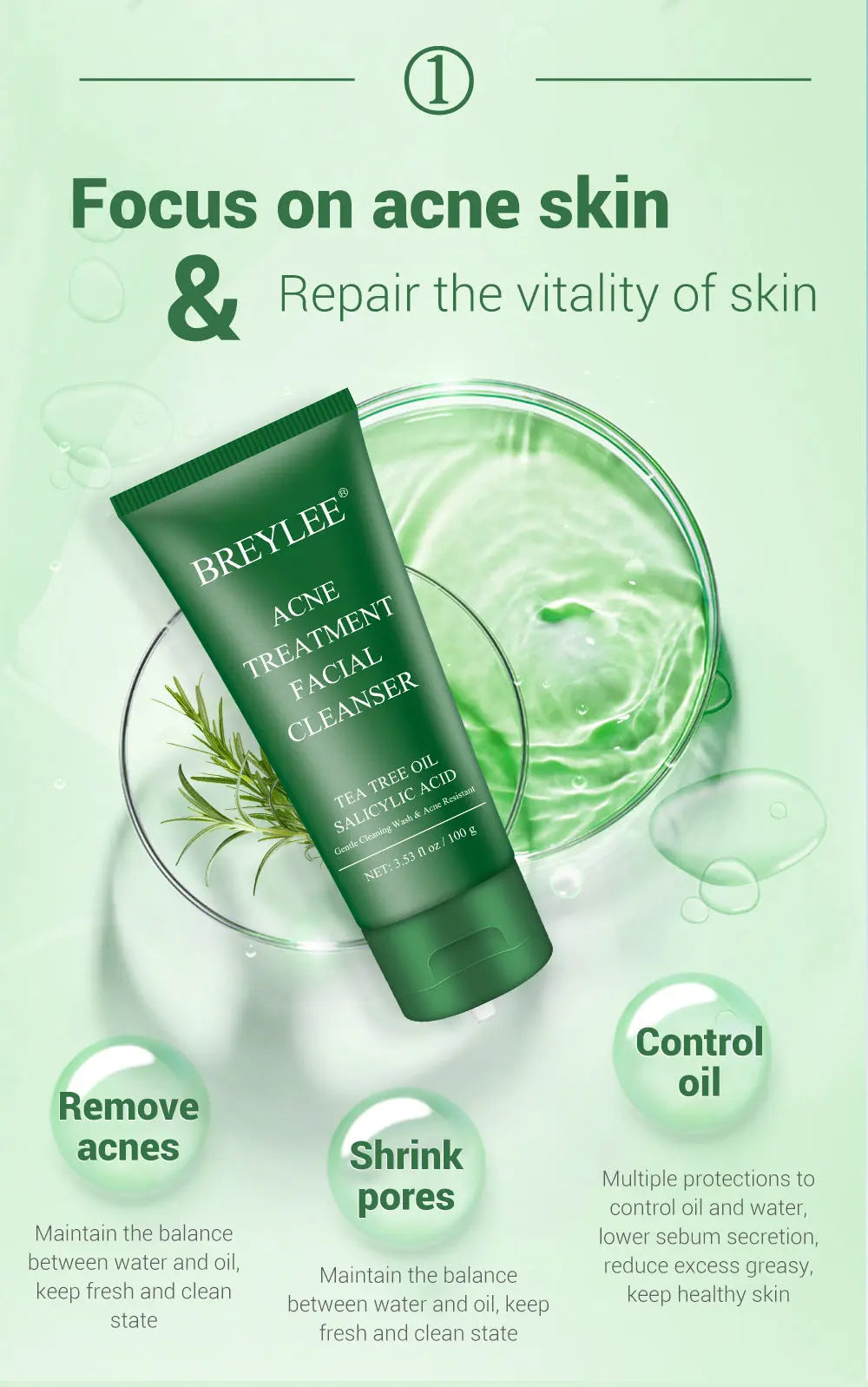 BREYLEE Acne Treatment Set 4pcs Facial Cleanser Toner Serum Cream Skin care Nova Trendz
