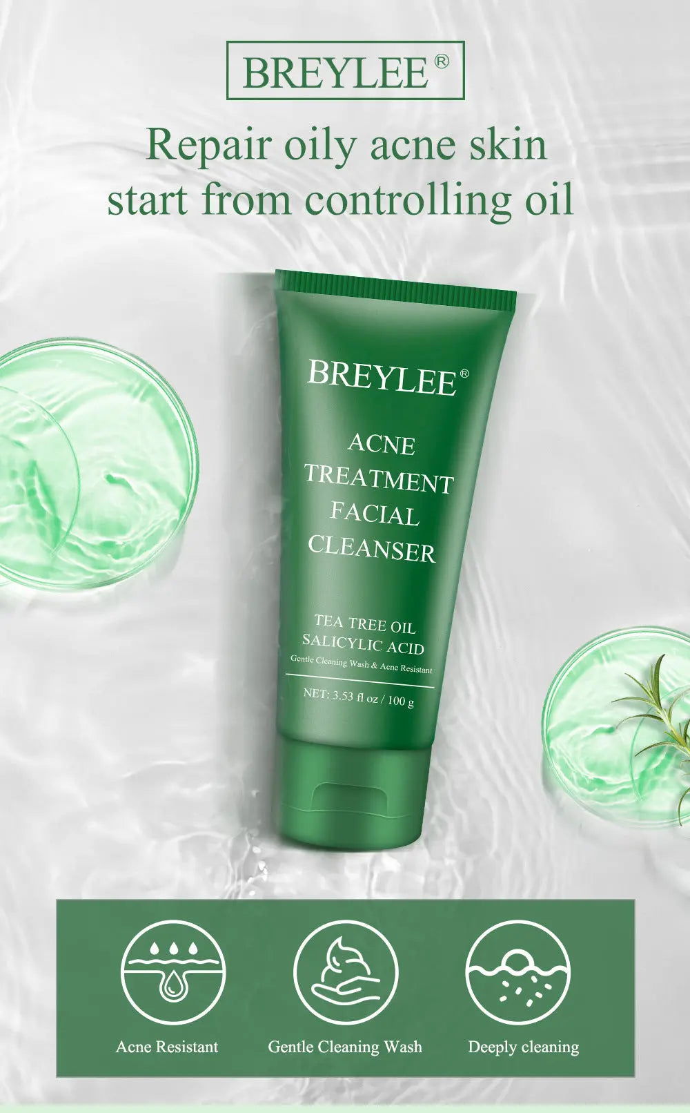 BREYLEE Acne Treatment Set 4pcs Facial Cleanser Toner Serum Cream Skin care Nova Trendz