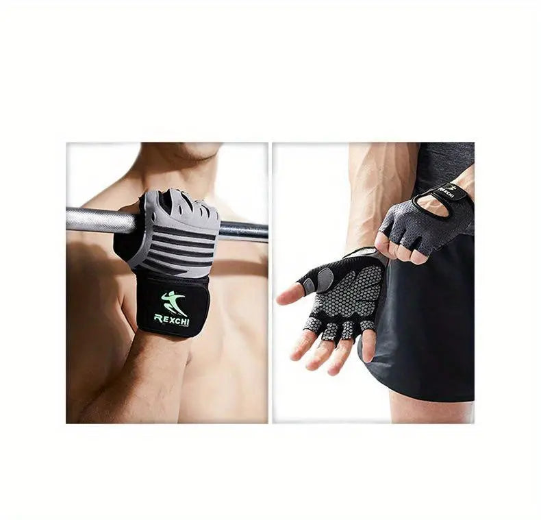 1 Pair of Premium Half Finger Fitness Gloves - Non-Slip, Breathable, and Protective for Weight Lifting, Gym, Dumbbell Exercise, Sports, and Cycling Nova Trendz