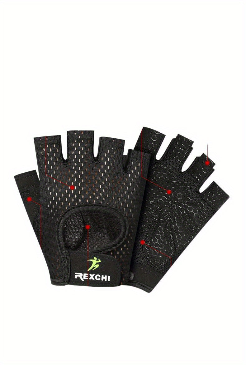 1 Pair of Premium Half Finger Fitness Gloves - Non-Slip, Breathable, and Protective for Weight Lifting, Gym, Dumbbell Exercise, Sports, and Cycling