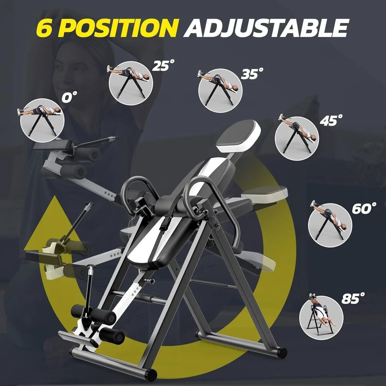 1pc Stainless Steel Gravity Inversion Table, Foldable Home Gym Back Spine Exercise Equipment for Indoor Fitness and Relief Nova Trendz