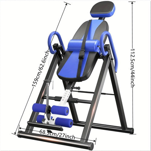 1pc Stainless Steel Gravity Inversion Table, Foldable Home Gym Back Spine Exercise Equipment for Indoor Fitness and Relief Nova Trendz