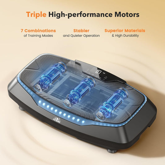4D Vibration Plate-Triple Motors Oscillation, Linear, Pulsation Vibration Plate Exercise Machine, 30Hz-40Hz Vibration Plate Exercise Machine for Bone Density Building & Lymphatic Drainage