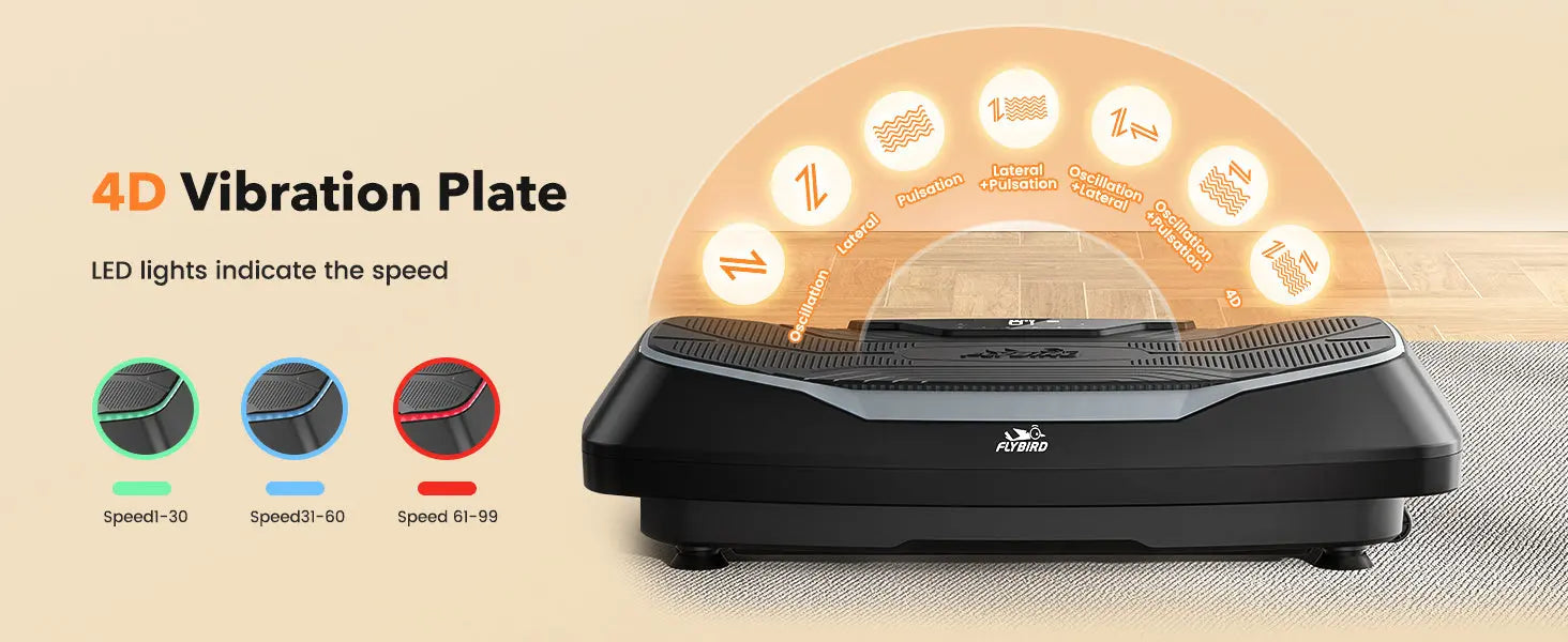 4D Vibration Plate-Triple Motors Oscillation, Linear, Pulsation Vibration Plate Exercise Machine, 30Hz-40Hz Vibration Plate Exercise Machine for Bone Density Building & Lymphatic Drainage Nova Trendz