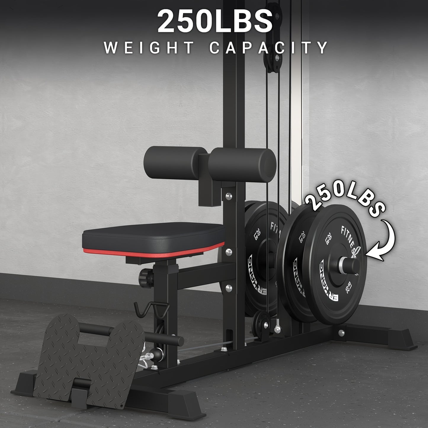 Home Gym LAT Machine - Ultimate Back Exercise Equipment for Low Strength Aids - Flip-Up Footplate, High and Low Pulley Station, Space-Saving Design for Effective Lat Pull Downs, Rows and More