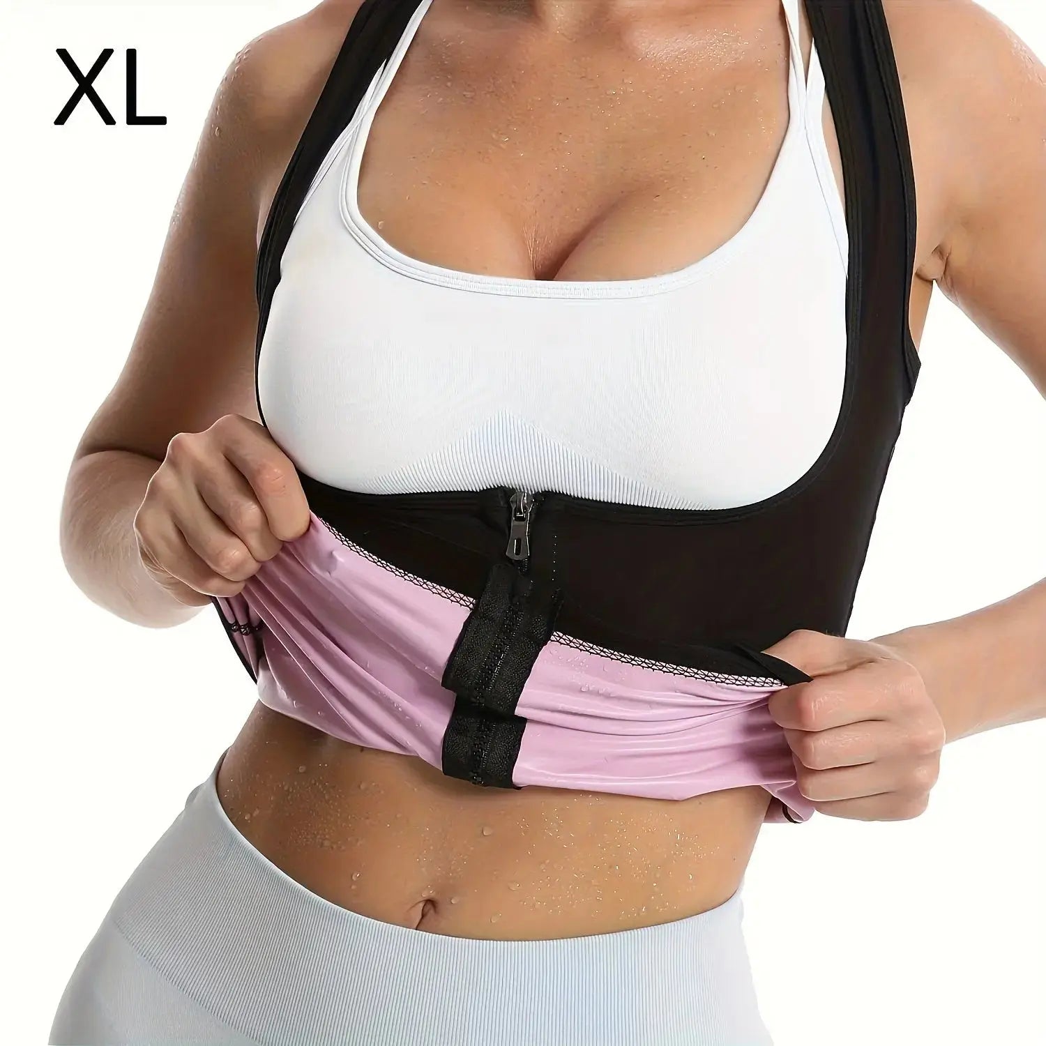 Zipper sauna vest: enhances sweat wicking during exercise, suitable for shaping Women's waist and abdomen Nova Trendz
