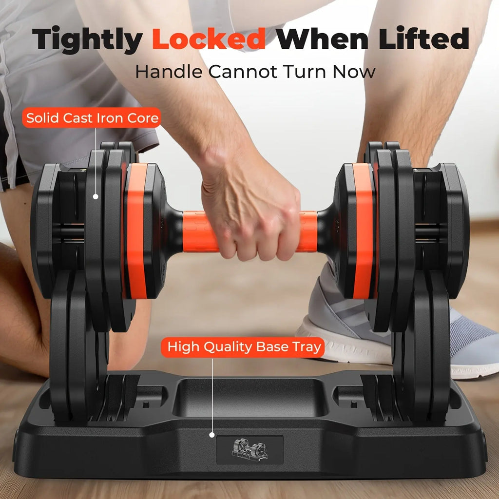 [UKEEP Dumbbells] UKEEP 25LB Adjustable Dumbbells | A Pair, Adjustable Weights Dumbbells Set, Anti-Slip Fast By Turning Handle, Black Dumbbell with Tray, Hand Grip, Dumbbell, Barbell, Kettlebell, Home Gym Fitness Workout Equi Nova Trendz