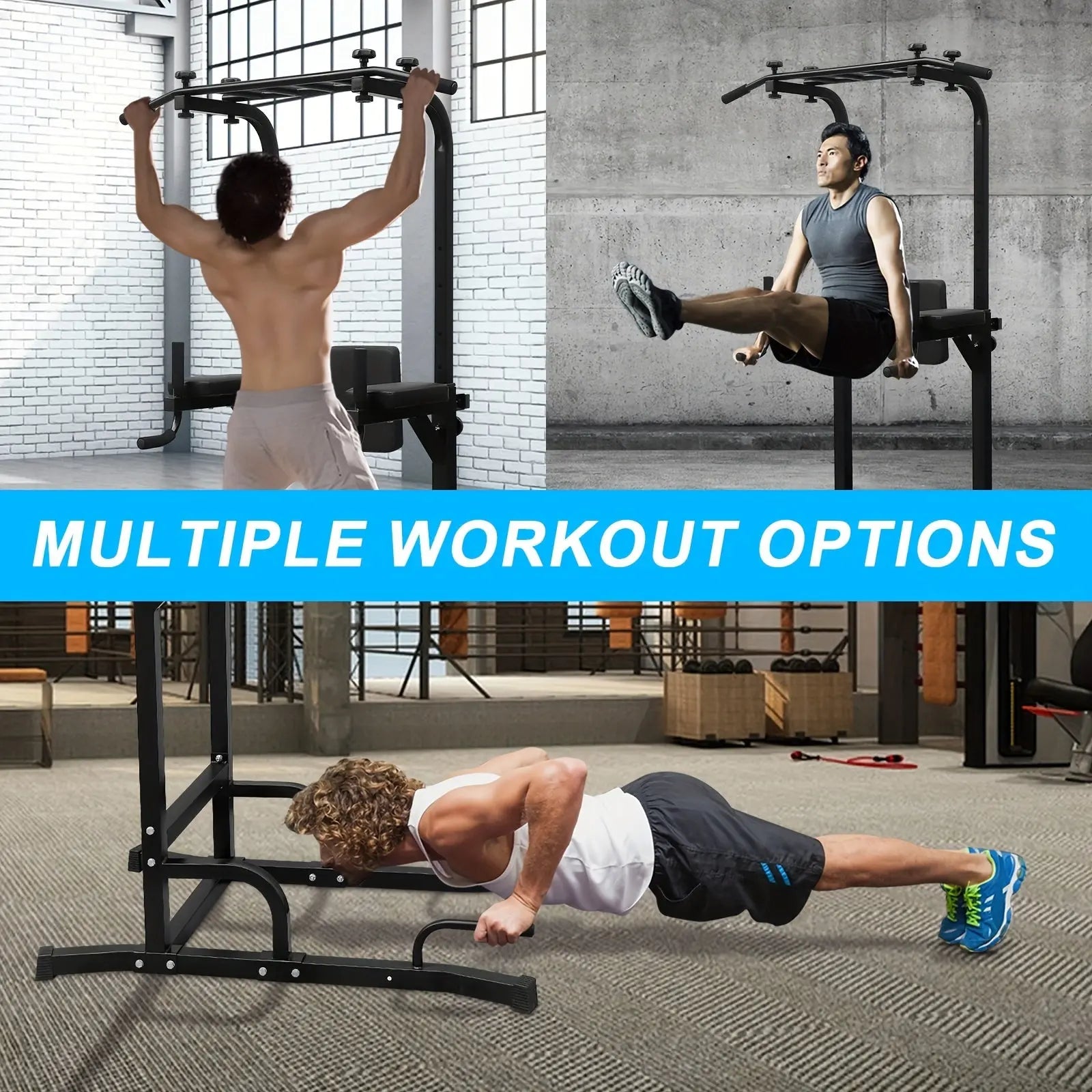 Multi-Functional Power Tower with Pull-Up and Dip Station, Adjustable Height Home Gym Workout Equipment, Tungsten Steel Wall-Mounted Strength Training Exercise Stand Nova Trendz