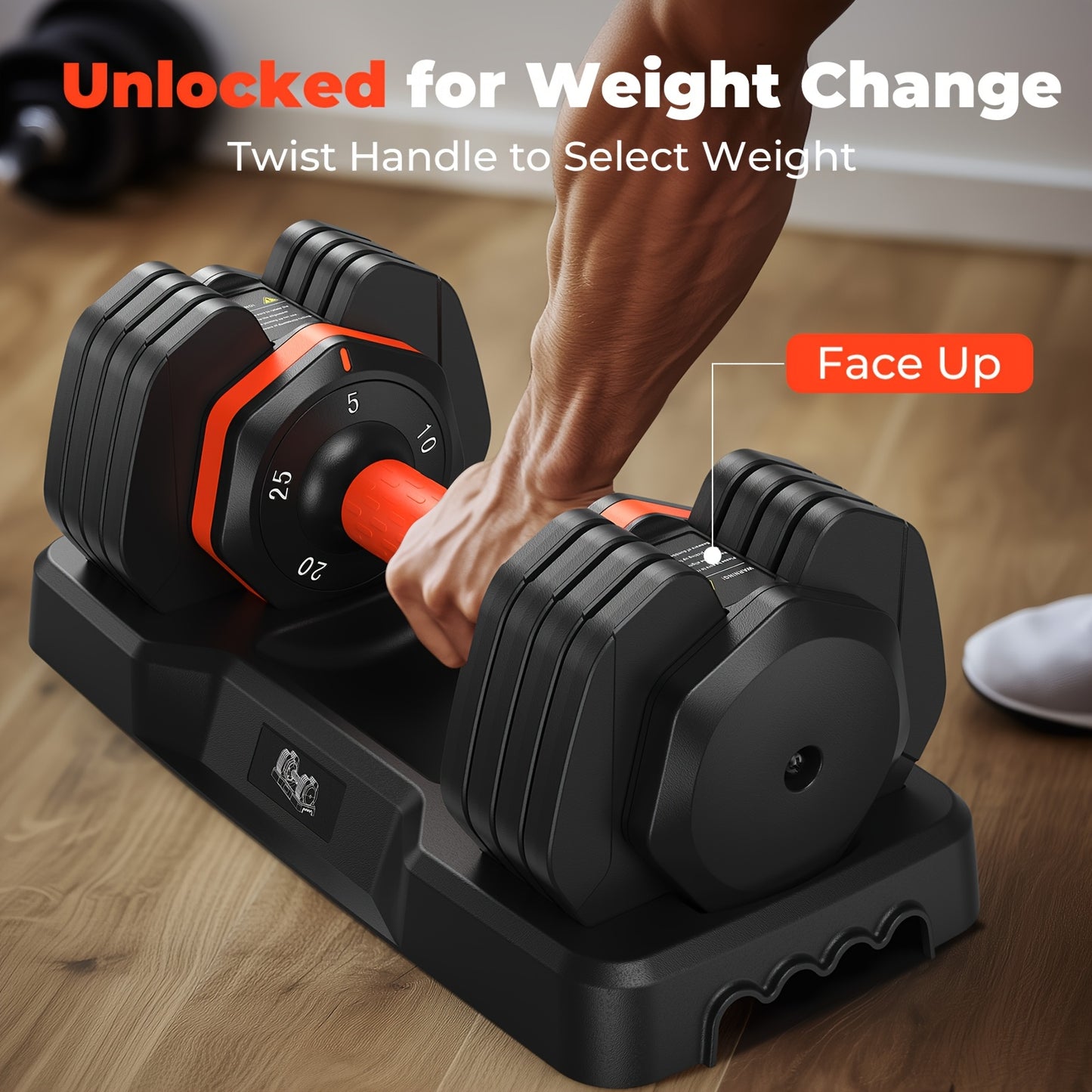 [UKEEP Dumbbells] UKEEP 25LB Adjustable Dumbbells | A Pair, Adjustable Weights Dumbbells Set, Anti-Slip Fast By Turning Handle, Black Dumbbell with Tray, Hand Grip, Dumbbell, Barbell, Kettlebell, Home Gym Fitness Workout Equi