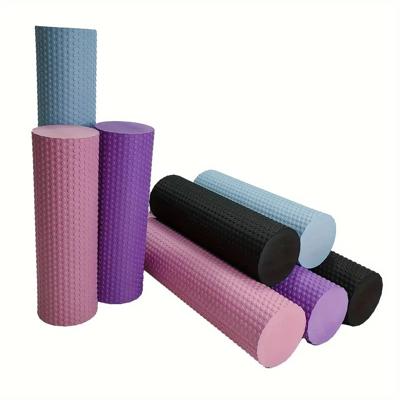 1pc Premium EVA Foam Roller - Textured Surface for Enhanced Flexibility, Muscle Relaxation | Ideal for Yoga, Pilates & Fitness | Available in Purple, Blue, Black, Workout Accessories Nova Trendz