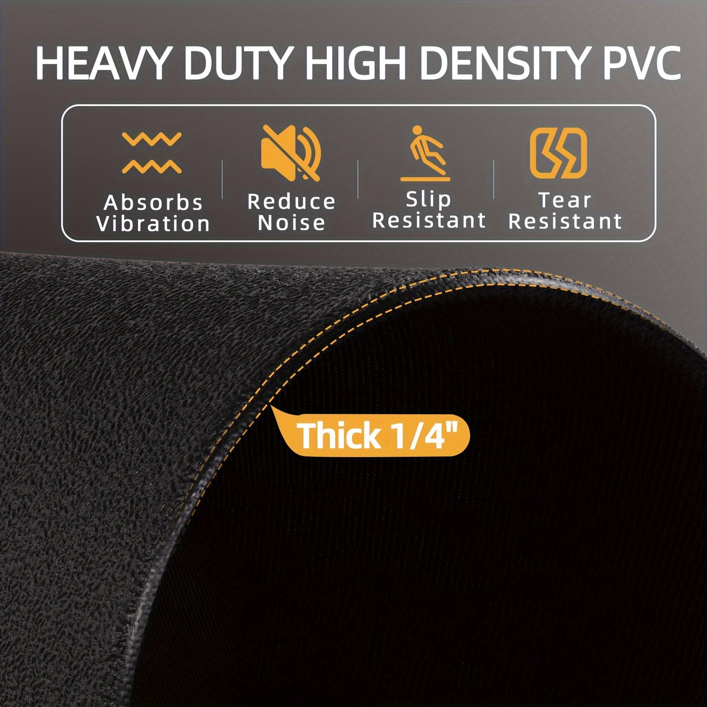 High Density Home Gym Treadmill Exercise Bike Equipment Mat, 1/4" Thick, Multiple Sizes
