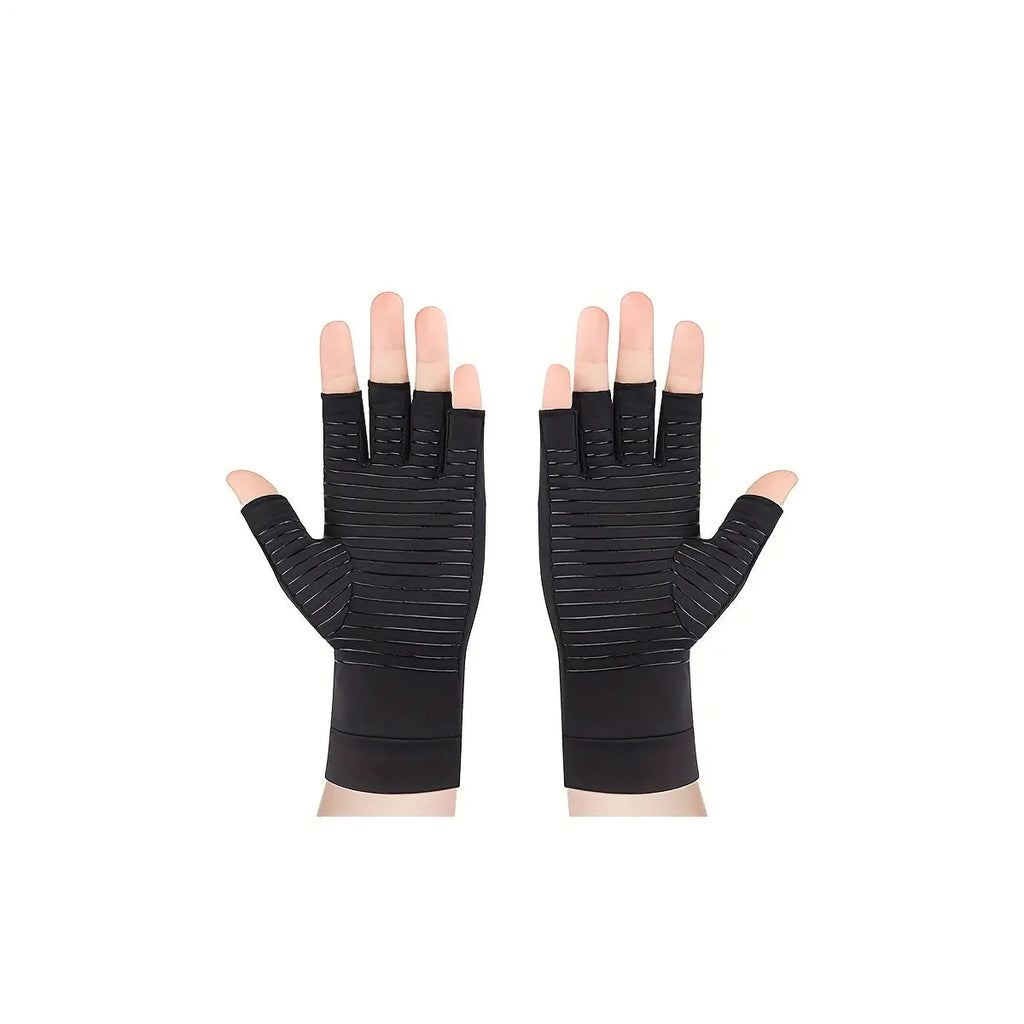 Copper Compression Half Finger Gloves for Hand Support - Cycling, Biking, Driving, Exercise, Training & Fitness Nova Trendz