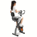 Folding Exercise Bike, Stationary Exercise Bike With Support Back Pad And Phone/Tablet Holder, Arm Resistance Band Pulse Sensor, LCD Monitor For Home Workout Nova Trendz