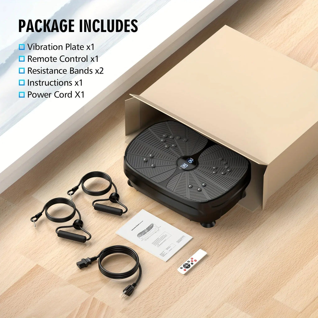 Vibration Plate Exercise Machine, Portable Full Body Vibration Platform, 9 Preset Mode & Auto Mode Fitness Board for Weight Loss Shaping, with Resistance Bands, 99 Levels Nova Trendz
