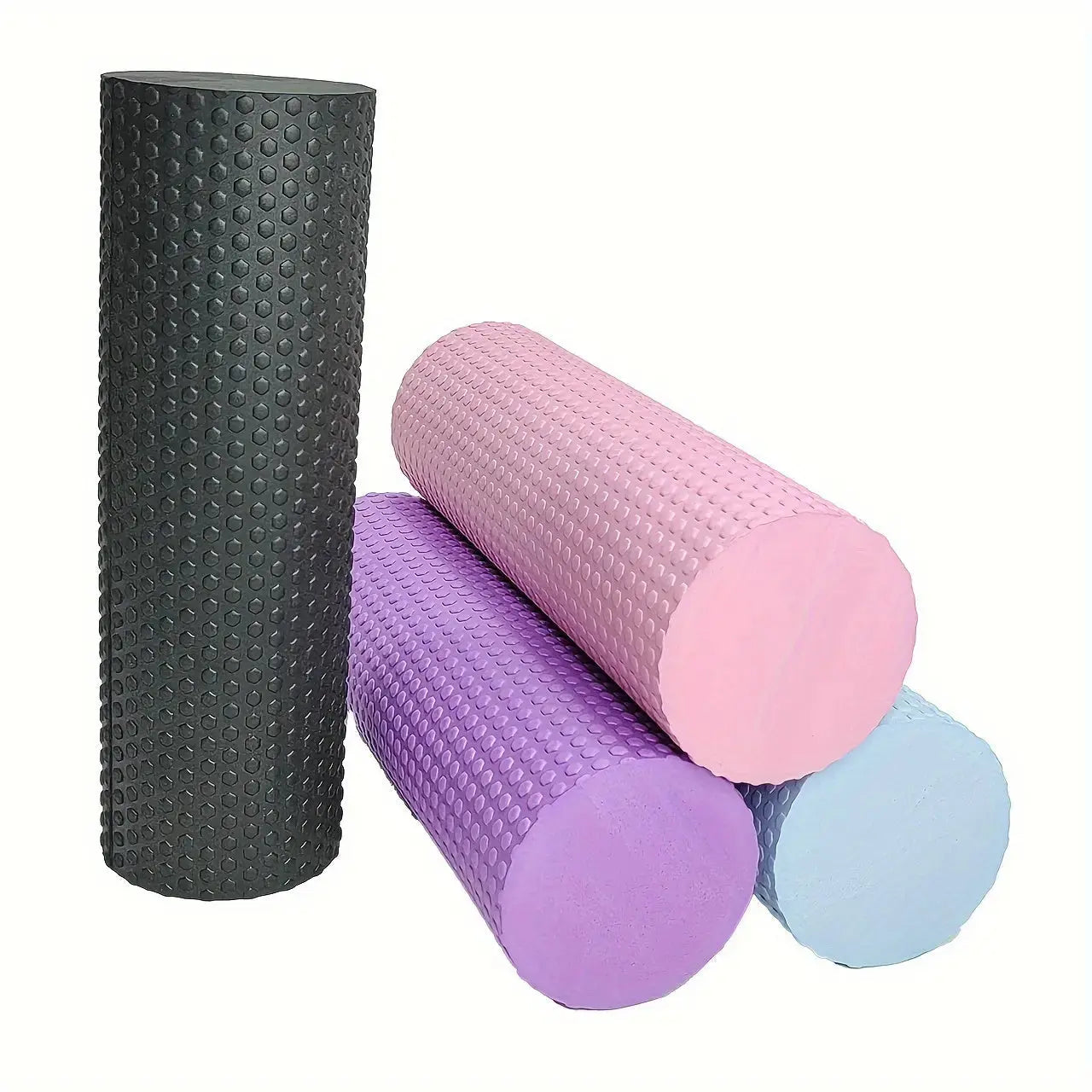 1pc Premium EVA Foam Roller - Textured Surface for Enhanced Flexibility, Muscle Relaxation | Ideal for Yoga, Pilates & Fitness | Available in Purple, Blue, Black, Workout Accessories Nova Trendz