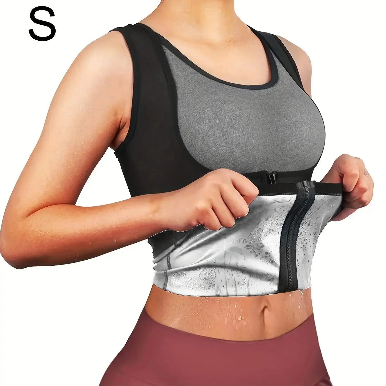 Zipper sauna vest: enhances sweat wicking during exercise, suitable for shaping Women's waist and abdomen Nova Trendz