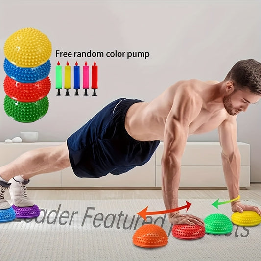 4-Pack Non-Slip PVC Balance Balls with Air Pump - Multi-Color Stability Balls for Yoga, Pilates, Gym & Tactile Relax | Foot Massage, Sensory Play & Balance Training | Ideal for Fitness, Easter, Mother’s Day Gifts, Pilates A