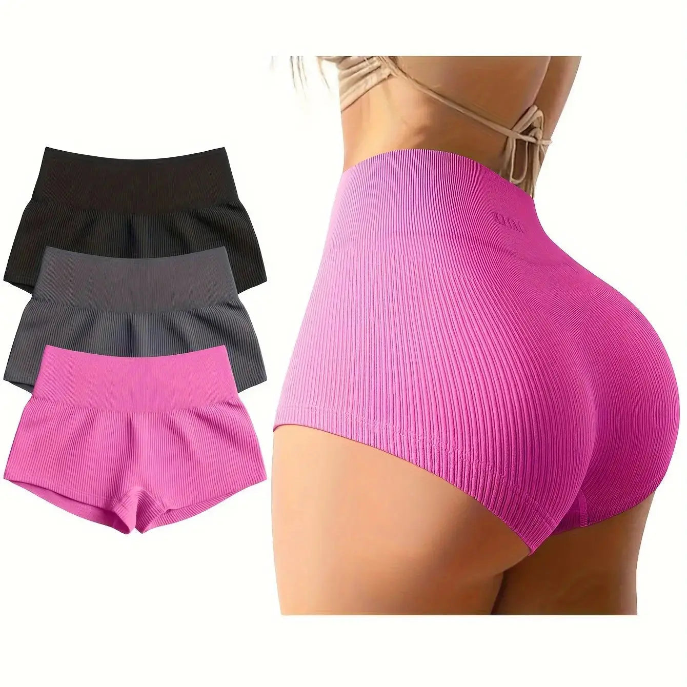 OQQ Women 3 Piece Yoga Shorts Sexy High Waist Booty Stretch Workout Exercise Hot Shorts Nova Trendz