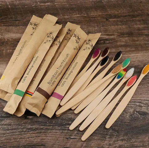 10Pcs Colorful Toothbrush Natural Bamboo Tooth Brush Set Soft Bristle Charcoal Teeth Eco Bamboo Toothbrushes Dental Oral Care (75g)50357526-C11-401