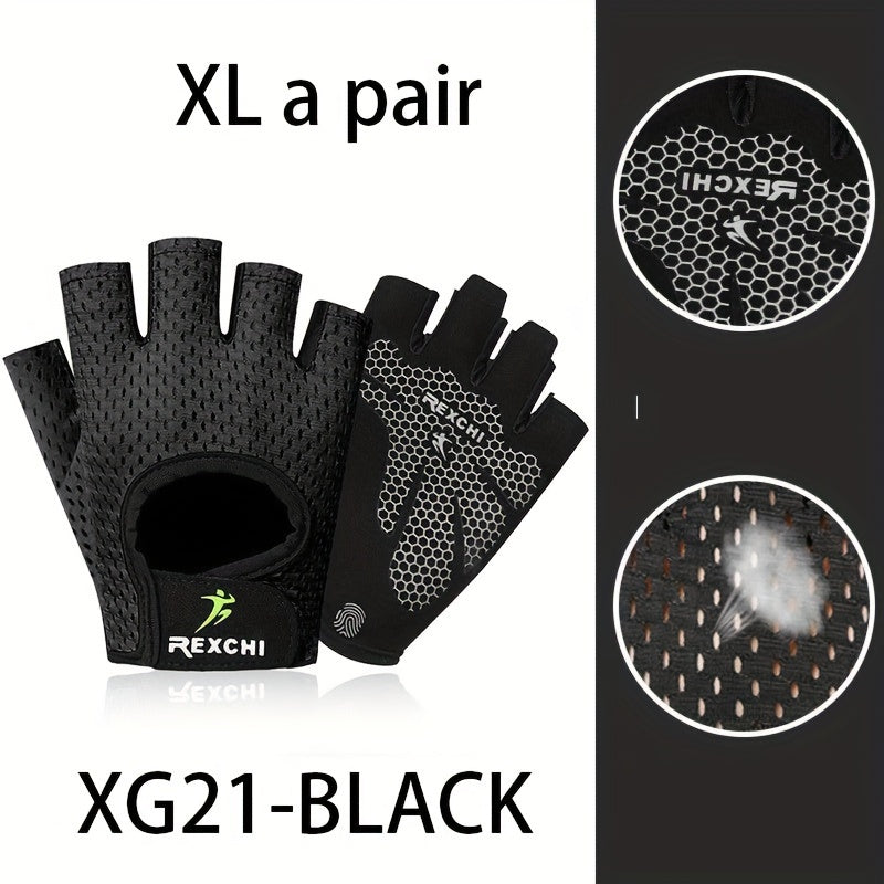 1 Pair of Premium Half Finger Fitness Gloves - Non-Slip, Breathable, and Protective for Weight Lifting, Gym, Dumbbell Exercise, Sports, and Cycling