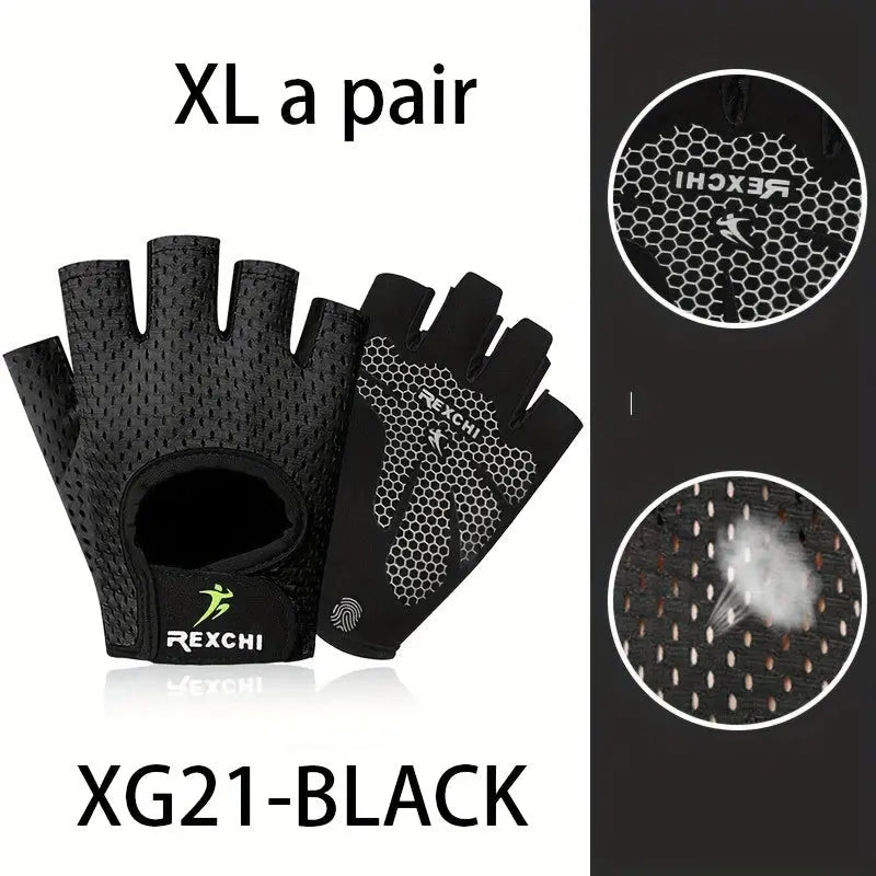 1 Pair of Premium Half Finger Fitness Gloves - Non-Slip, Breathable, and Protective for Weight Lifting, Gym, Dumbbell Exercise, Sports, and Cycling Nova Trendz