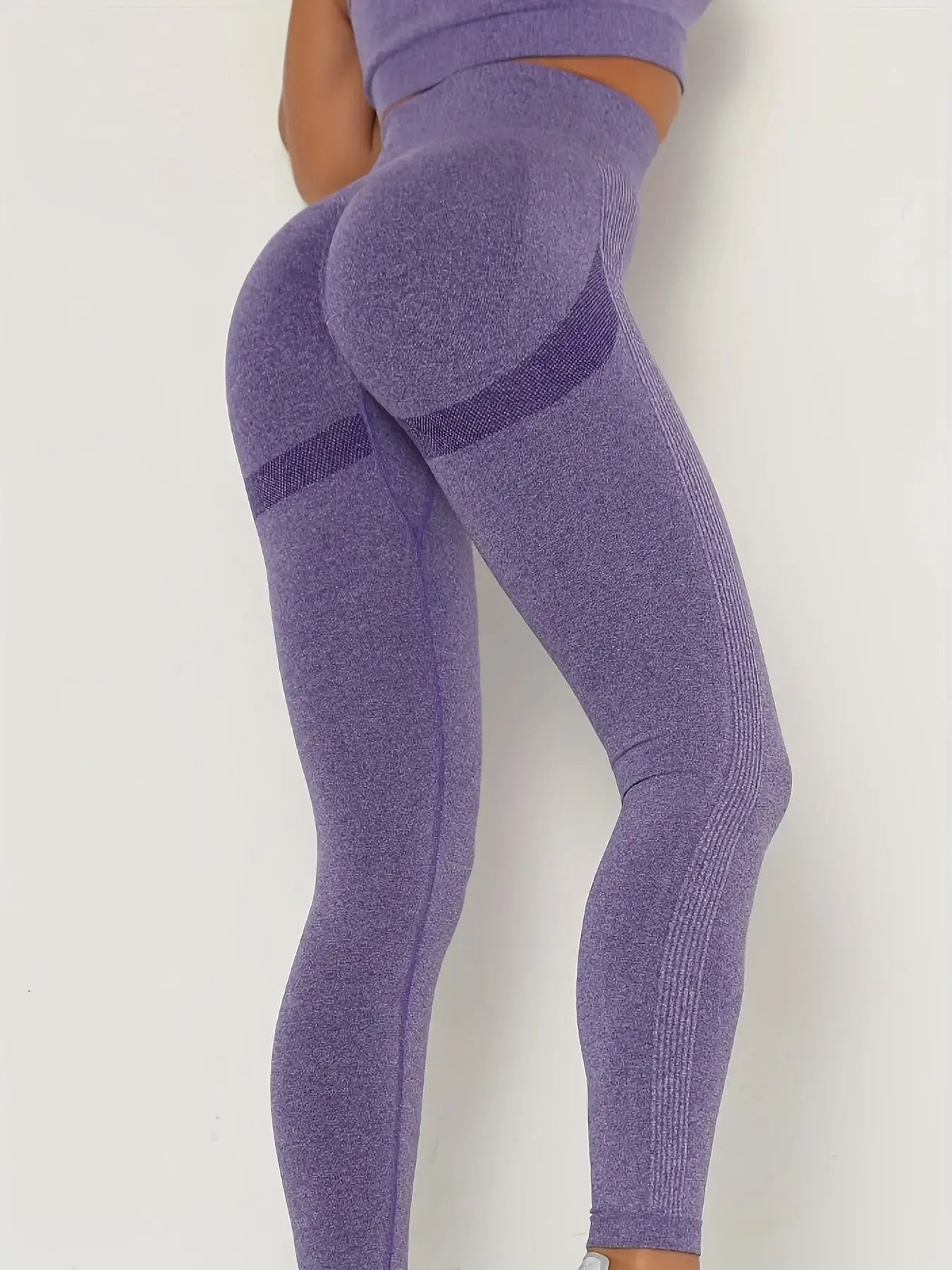 Seamless High Waist Stretchy Sports Tight Pants, Solid Slimming Yoga Fitness Workout Gym Exercise Leggings, Women's Activewear Nova Trendz