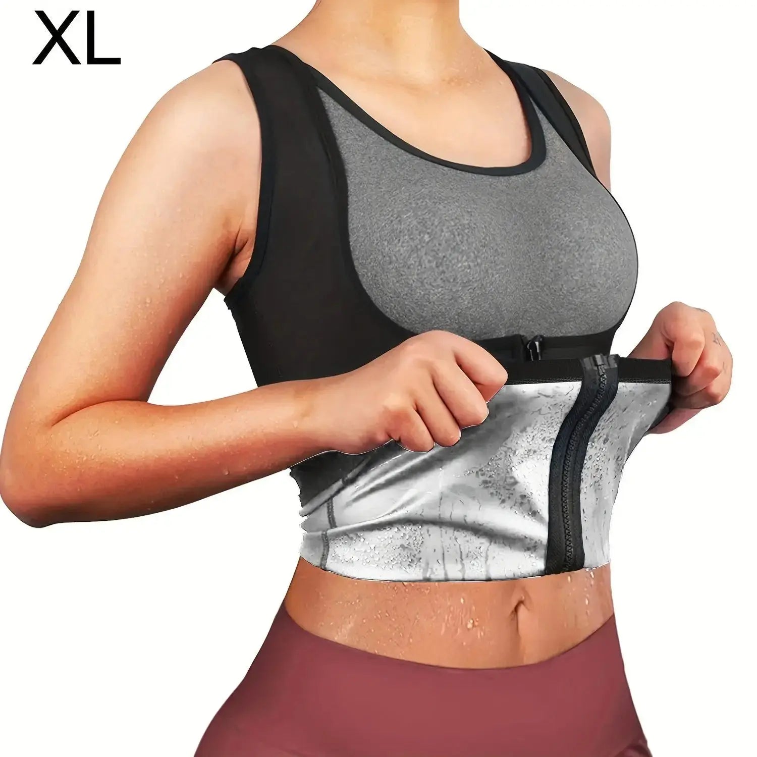 Zipper sauna vest: enhances sweat wicking during exercise, suitable for shaping Women's waist and abdomen Nova Trendz