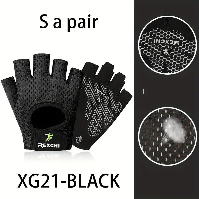1 Pair of Premium Half Finger Fitness Gloves - Non-Slip, Breathable, and Protective for Weight Lifting, Gym, Dumbbell Exercise, Sports, and Cycling Nova Trendz