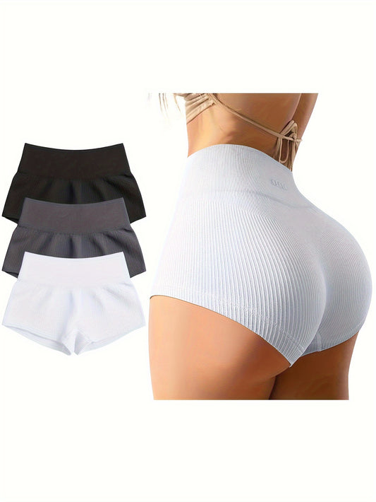 OQQ Women 3 Piece Yoga Shorts Sexy High Waist Booty Stretch Workout Exercise Hot Shorts