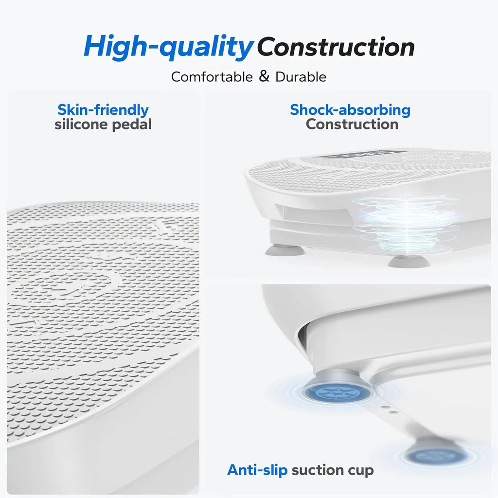 MERACH Vibration Plate Exercise Machine - Full Body Workout Equipment with Silicone Pedals, Digital Display & Remote Control, Perfect for Home Fitness, Leg Toning & Family Workouts, White, Home Fitness Equipment | Compact Exe Nova Trendz