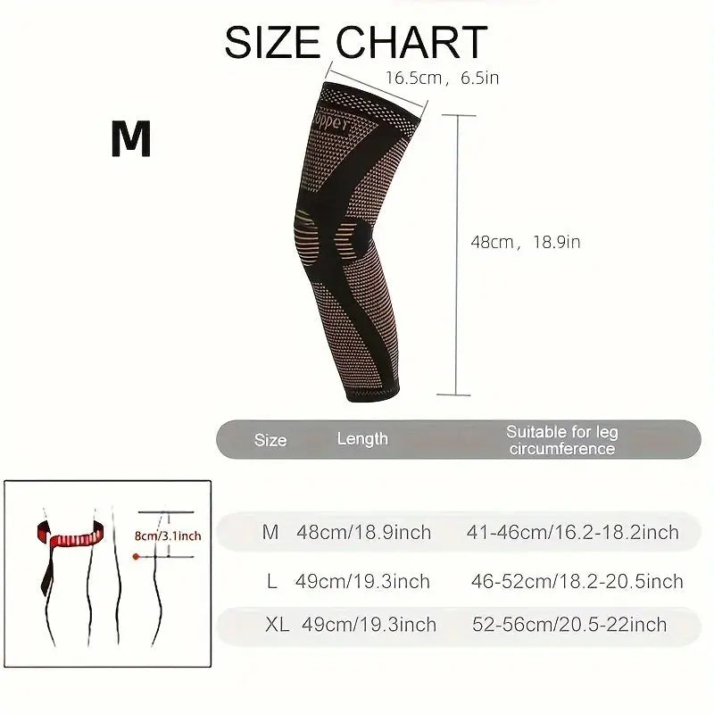 2pcs Extended Copper Ion Fiber Knitted Knee Pad, Copper Fiber Four Sided Elastic Nylon Knee Pads, Thickened For Warmth, Breathable Sports Knee Support For Running, Work Out, Gym, Hiking, Athletic Fitness & Exercise Nova Trendz