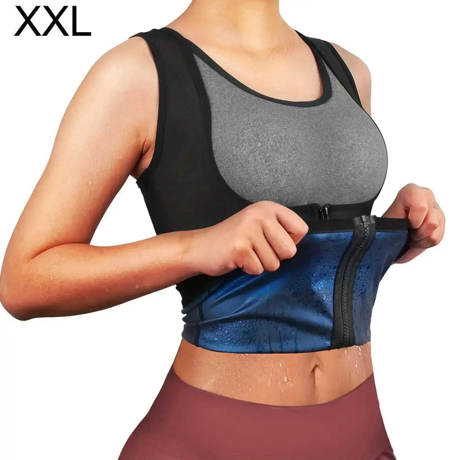 Zipper sauna vest: enhances sweat wicking during exercise, suitable for shaping Women's waist and abdomen Nova Trendz