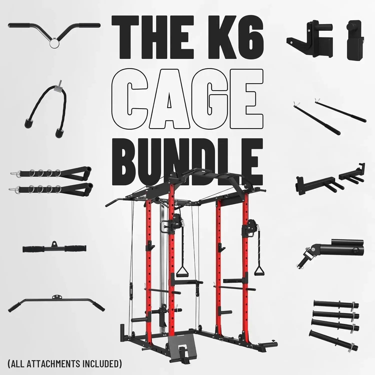 Mikolo Power Cage, Power Rack with Cable Crossover System, 1500LBS Squat Rack with LAT Pull Down System, Workout Cage with Pulley System for Fitness Home Gym Nova Trendz