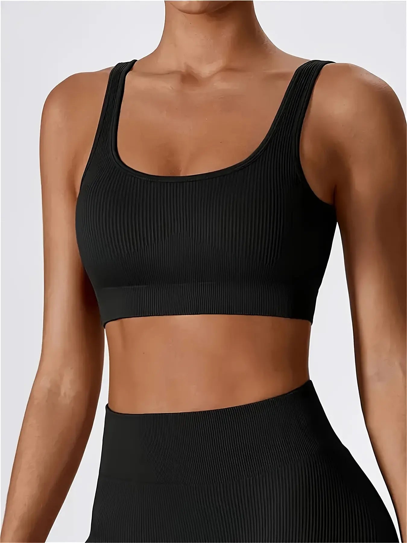 Women's 3 Piece Tank Tops Ribbed Seamless Solid Color Comfy Workout Exercise Everyday Bra Set Nova Trendz