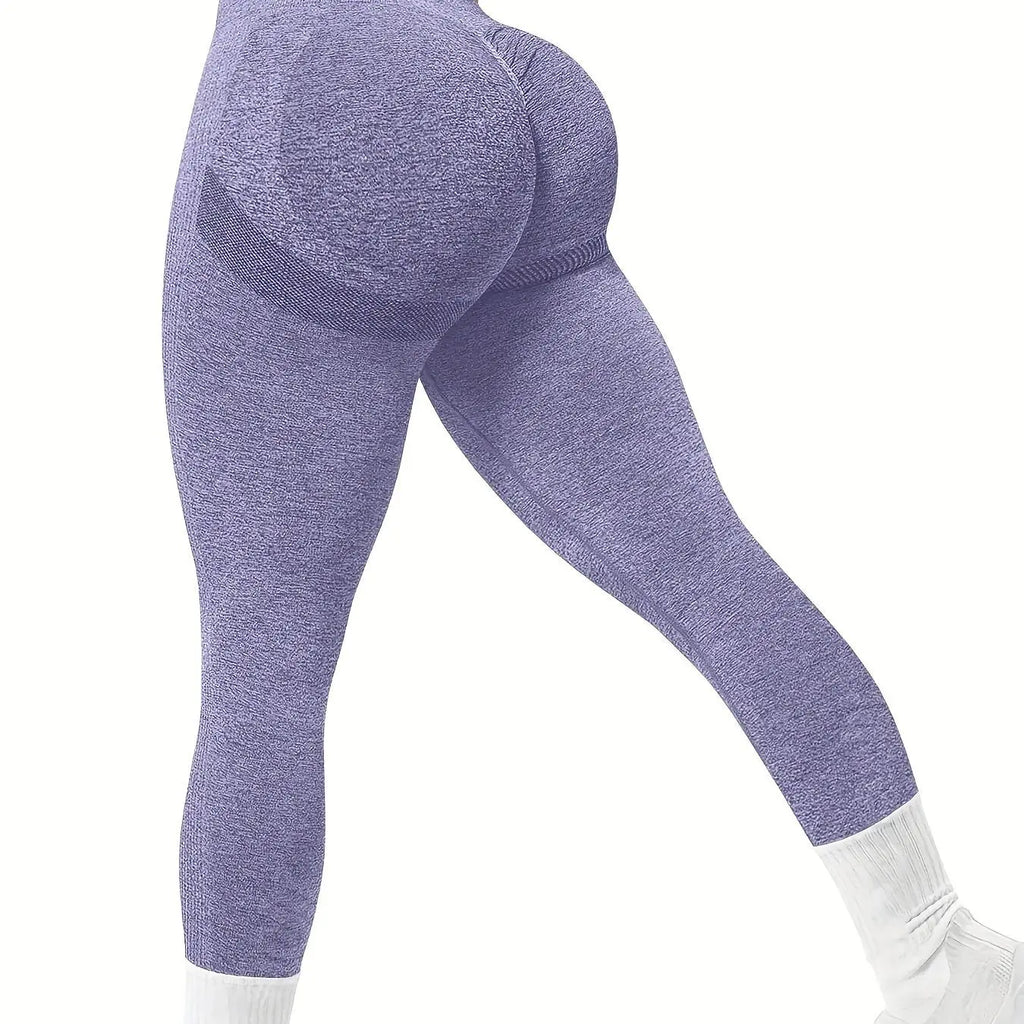 Seamless High Waist Stretchy Sports Tight Pants, Solid Slimming Yoga Fitness Workout Gym Exercise Leggings, Women's Activewear Nova Trendz