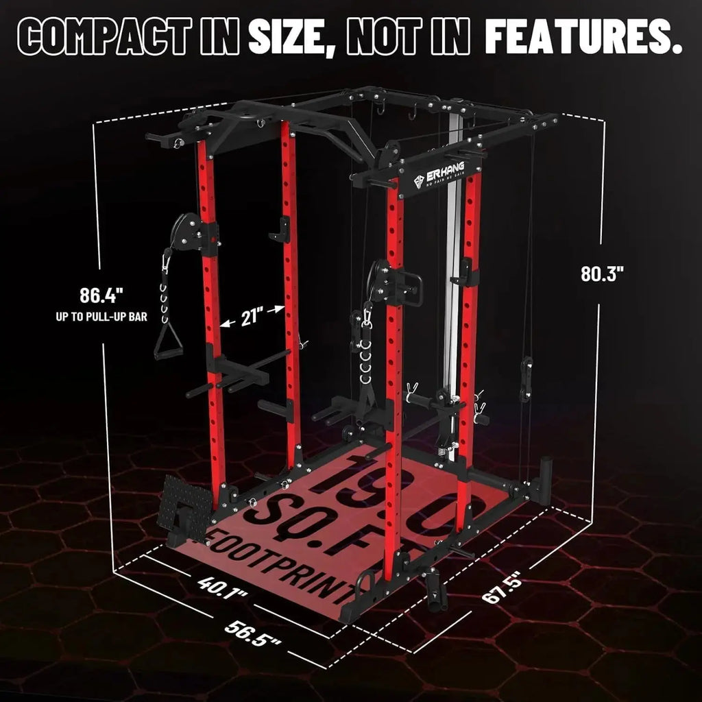 Mikolo Power Cage, Power Rack with Cable Crossover System, 1500LBS Squat Rack with LAT Pull Down System, Workout Cage with Pulley System for Fitness Home Gym Nova Trendz