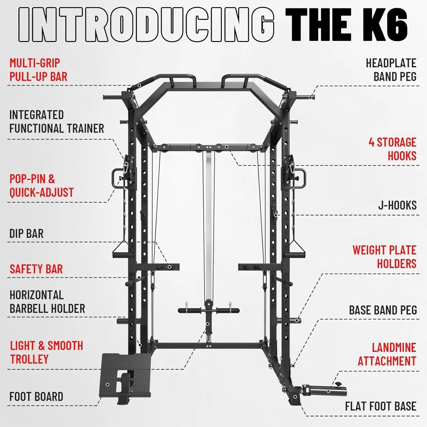 Mikolo Power Cage, Power Rack with Cable Crossover System, 1500LBS Squat Rack with LAT Pull Down System, Workout Cage with Pulley System for Fitness Home Gym Nova Trendz