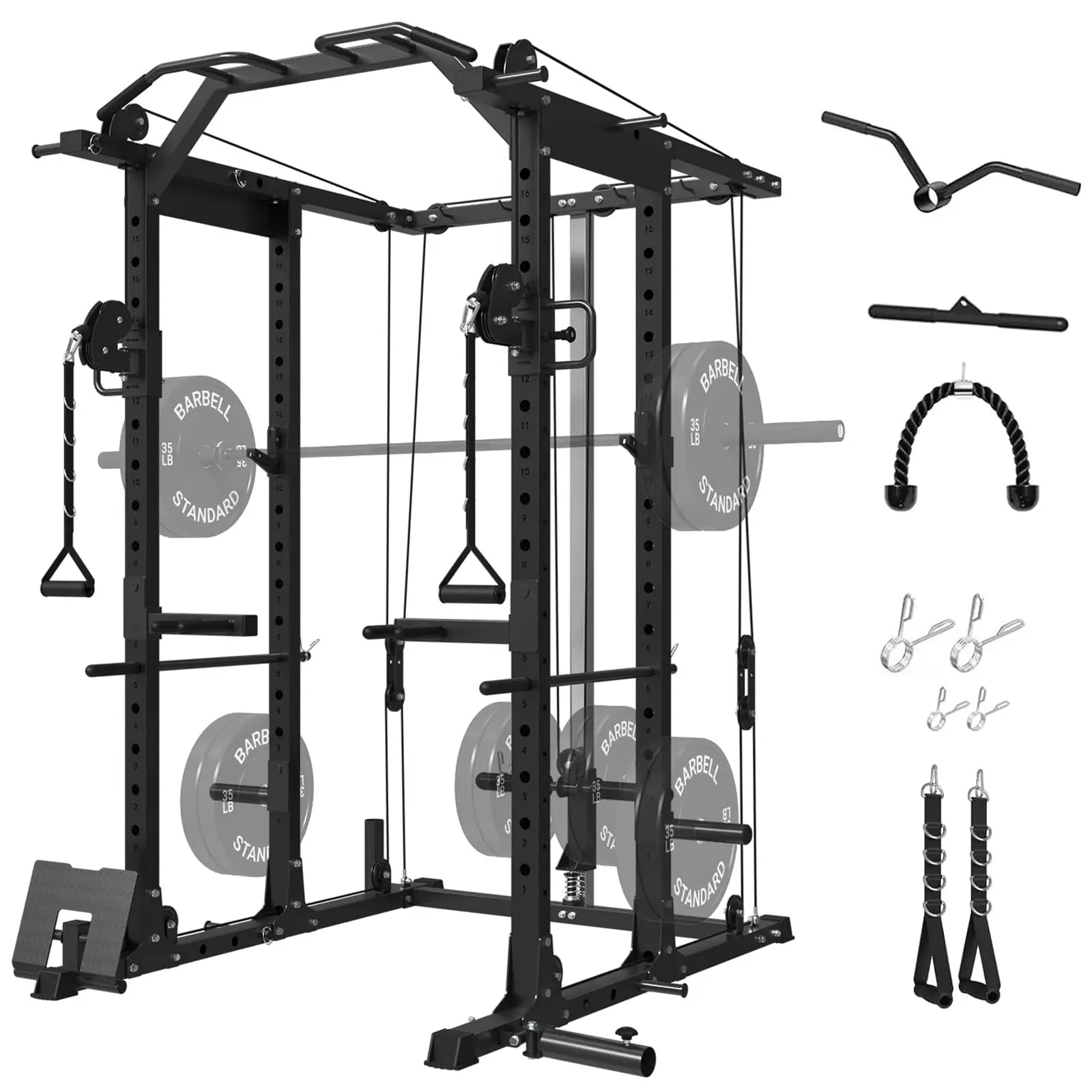 Mikolo Power Cage, Power Rack with Cable Crossover System, 1500LBS Squat Rack with LAT Pull Down System, Workout Cage with Pulley System for Fitness Home Gym Nova Trendz