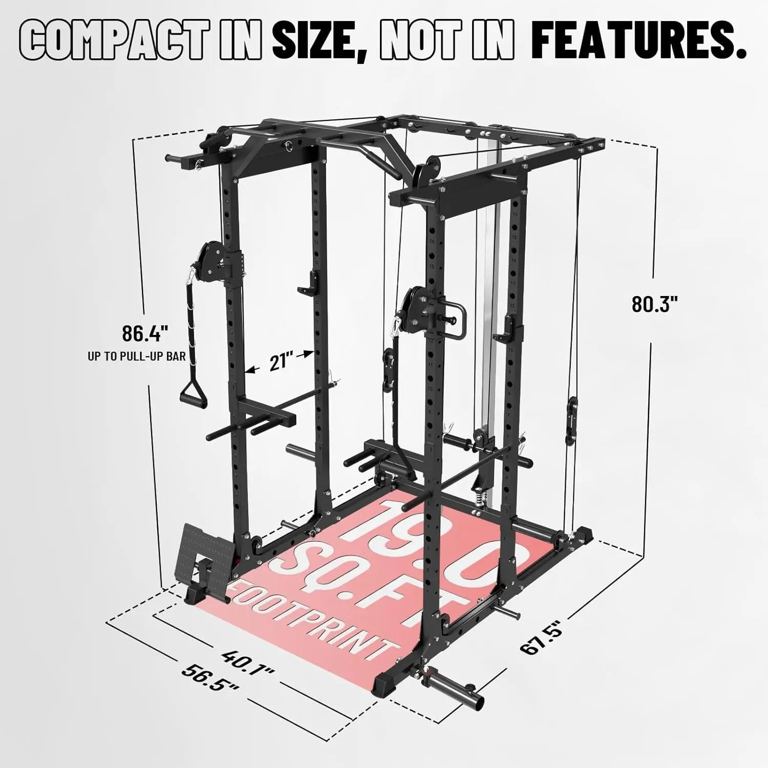 Mikolo Power Cage, Power Rack with Cable Crossover System, 1500LBS Squat Rack with LAT Pull Down System, Workout Cage with Pulley System for Fitness Home Gym Nova Trendz
