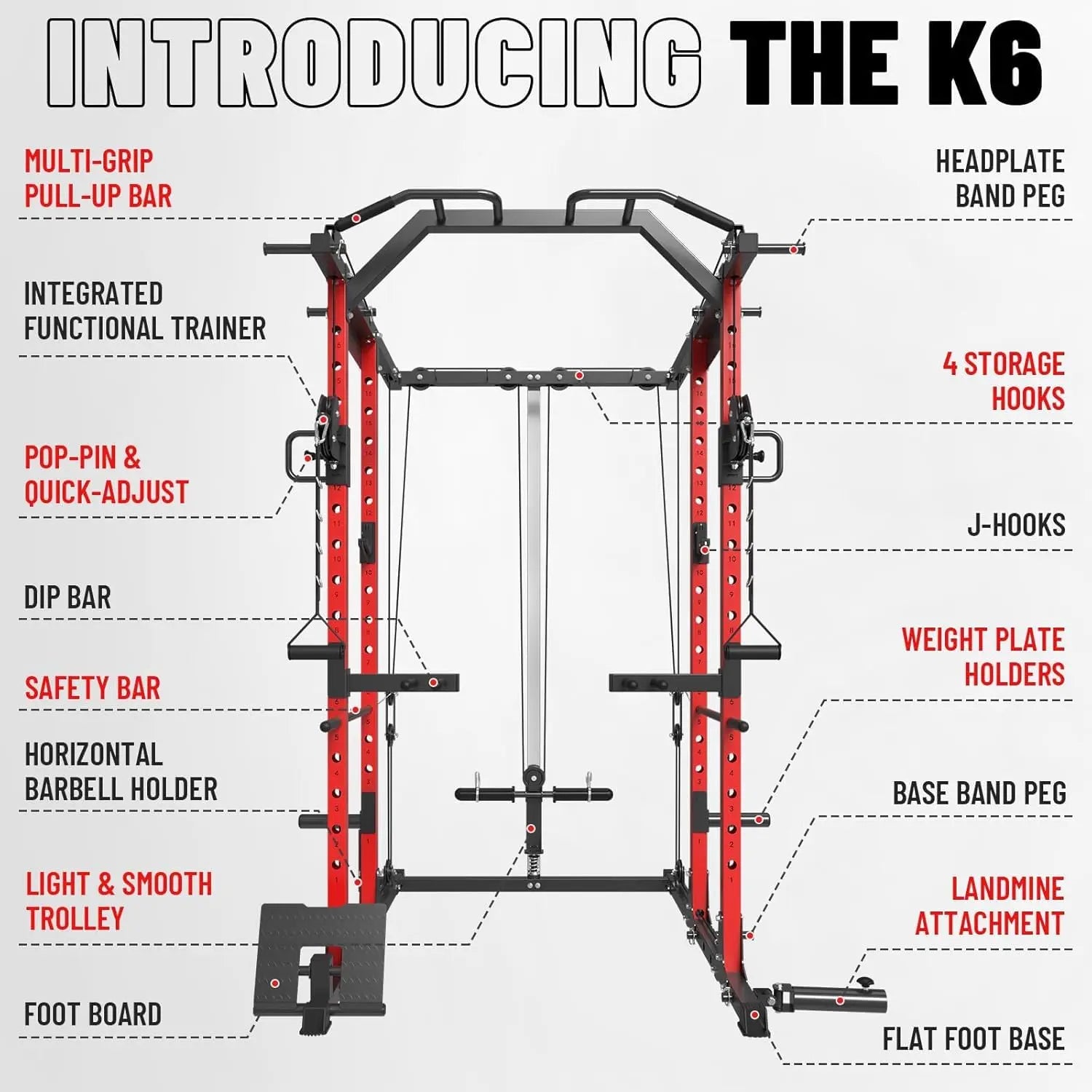 Mikolo Power Cage, Power Rack with Cable Crossover System, 1500LBS Squat Rack with LAT Pull Down System, Workout Cage with Pulley System for Fitness Home Gym Nova Trendz